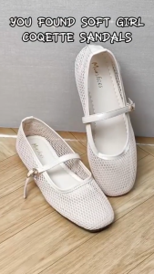 MIA Shoes for Women Square Toe and Soft Sole Ballet Flats One Strap Anti-Slip Mesh Doll Shoes