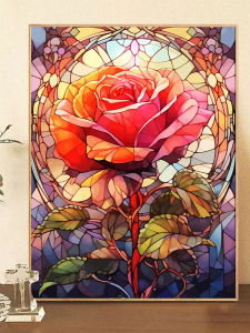 Dopamine Rose Digital Oil Painting DIY Filling Coloring Coloring Painting Hand Painted Acrylic Oil Painting Decorative Painting