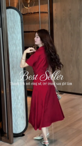 Đầm thiết kế BEMINE cổ lệch dáng dài phù hợp đi làm-B737
