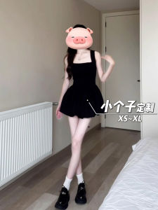 Váy Ngắn Không Tay Kiểu Pháp Cho Nữ Mùa Xuân Hè Cỡ Nhỏ Cạp Cao Váy Ngắn Xếp Ly Ôm Eo Thon Gọn Váy Ngắn Ngọt Ngào