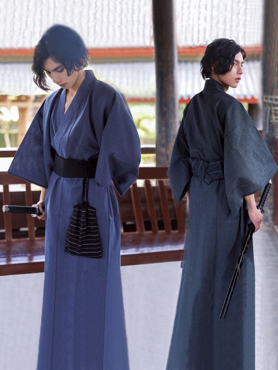 Japan Traditional Kimono Mens Bathrobe Samurai Robe Bathrobe Sauna