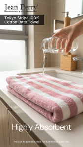 Jean Perry Tokyo Stripe Cotton Bath Towel / Towel / Bathroom Towel / Gym Towel / Sports Towel / Soft Towel / Bright Color Towel