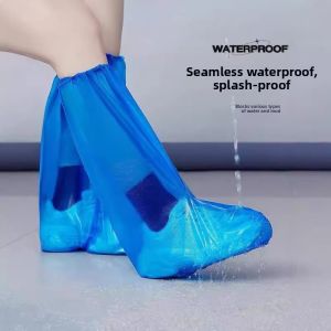 MONLEYTA | Thickened Long High Tube Rain Boot Covers Waterproof Non Slip Transparent Plastic Disposible Shoe Covers For Rainy Days