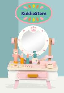 KiddieStore Wooden Toys - Makeup Table Pretend Playset with accessories