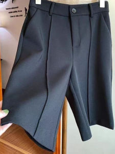 plus Size Black Womens Summer Thin Suit Short Pants High Waist Loose Wide Leg Five-Quarter Pants Pear Body Shape Casual Pants