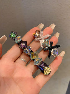 คลิปผมสไตล์ฝรั่งเศสหรูหรา เครื่องประดับผมดีไซน์หรูหราพร้อมเพชรเล็กๆ สำหรับสาวน้อยผมบวม คลิปผมด้านข้างสไตล์เกาหลี