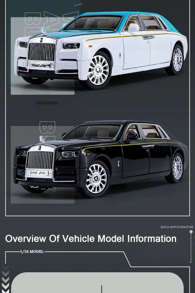 1/24 Rolls Royce Phantom Diecast Toy Cars Model Simulated Pull
