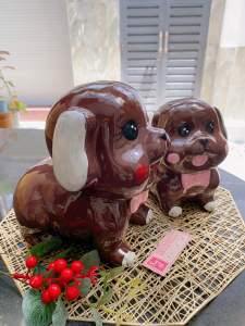 (Kích thước phần mô tả) 🐕 Heo đất Cún con chất liệu thạch cao handmade 100% nước sơn Bạch Tuyết bóng mịn