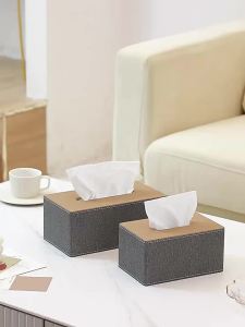 Desktop Tissue Box Organizer with Pen Holder Premium Napkin Storage for Coffee Table Office Living Room Gift Decor 티슈 수납함