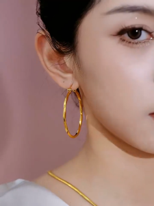 New Hot Sell Trendy Circle Earrings for Women Ear Hoop Earrings Accessories Simple And Fashionable 18K Golden Stainless Steel