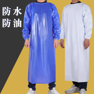 PVC Thin Long Sleeve Overall Apron Waterproof Oil Resistant Acid And Alkali Resistant for Men And Women Adult Work Clothes Fishery Apron