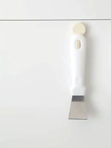 Spatula Stainless Pembersih Noda Kerak Panci Kape Besi Gagang Plastik Pengikis Kotoran Wajan Tumpukan Es Scrap Gosok Dapur