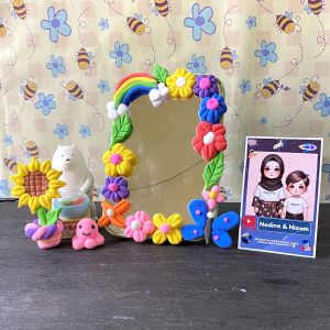 clay cermin kaca mirror clay DIY kerajinan tangan