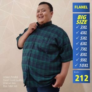 KEMEJA FLANEL JUMBO PRIA LENGAN PENDEK
