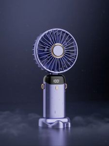 Gift Kipas Mini Fan Portable Fan USB Rechargeable Mist Fan 5 Speed Handheld Fan With LED Display Neck Fan Kipas Leher
