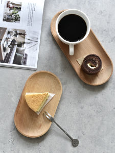 Yipin Life Elliptical Elm Wood Snack Plate Japanese Style Dinner Plate Wood Dish Dessert Plate Sushi Plate Matte Finish