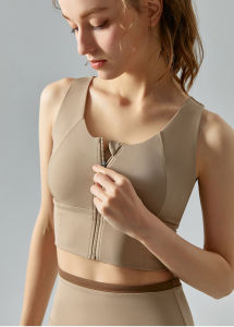 High strength front zipper sports bra for women shock resistant and anti sagging naked and quick drying yoga suit vest with chest cushion