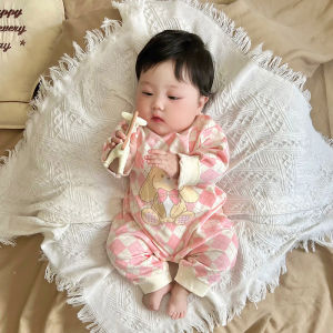 Pure Cotton Long Sleeve Baby Romper Suit Boys Crawling Suit Sleepwear Newborn Outfit Fall Season Suitable for 0-2 Years Old