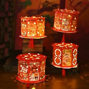 1Set Diy Lampion Imlek Selamat Tahun Ular Mainan Lampion Lampion Tahun Baru