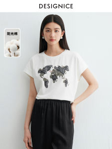 Designice Casual Loose Sleeveless round Neck T-Shirt Womens Summer New Style White Top Comfortable Breathable Cotton Blend