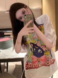 Retro Japanese Style Short Sleeve T-Shirt Women Summer Loose Fit Cotton Pure Cotton Mid-Length Half Sleeve Top for plus Size