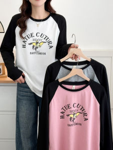 Áo Thun Cotton Dài Tay in Họa Tiết Hình Con Voi Cỡ Lớn Dáng Rộng Thoải Mái Phong Cách Hàn Quốc Mùa Xuân Cho Nữ