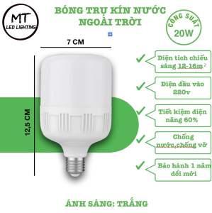 [GIAO HỎA TỐC] Bóng đèn LED trụ 20W 30W 40W 50W ánh sáng TRẮNG
