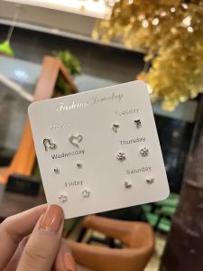 925 Sterling Silver Earrings Womens 6 Pairs Set Simple Elegant Design Affordable Butterfly Insect Pattern Fashion Jewelry