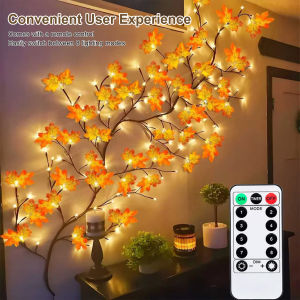[Vodool Home Mall] Bendable Maple Leaf Twig String Light USB 96 LEDs Remote 1.8M 8 Lighting Modes Timer