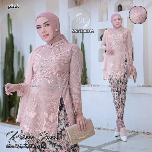 Kebaya Bahan Brokat Tille Mutiara Payet Model Inara Full Puring
