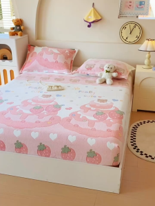 Cartoon Snowfleece Bed Sheet Milk Fleece Bed Sheet Mattress Cover Fitted Bed Sheet