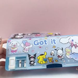 Pencil Case with Sharpener Double Sided Opening Magnetic Pencil Box Children Stationery #BK0199#
