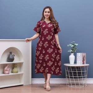 PROMO!!! DASTER DRESS BUNGA BUSUI KANCING DEPAN LD 105 DASTER WANITA DEWASA TERBARU RAYON TEBAL KEKINIAN