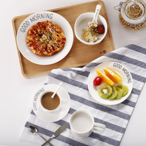 Good Morning Creative Breakfast Plate Western Cuisine Plate Steak Plate Fruit Plate Dim Sum Plate Ceramic Plate Cutlery