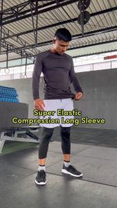 Baselayer Manset Lengan Panjang Olahraga Pria Kaos Long Sleeve Hitam Polos Rash Guard Compression Shirt Gym Fitness Running