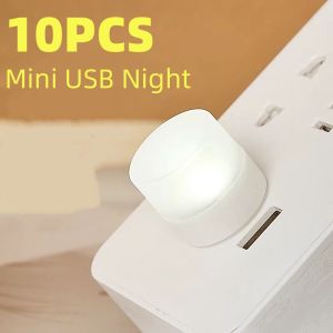1/10Pcs Mini USB Night Light Warm White Eye Protection Book Reading Light USB Plug Computer Mobile Power Charging LED Night Lamp