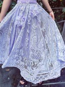 Colorful Heavywork Pearl Fairy Tale Skirt Long Natural Waist Line Butterfly Beaded Lace Half Body Womens Fashion Spring Dress