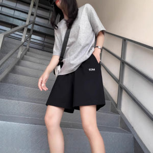 2025 Summer New Letter Embroidery Five-Point Sports Shorts Women Thin Loose Casual Straight Leg Student Mid-Length Pants