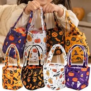 1/5pcs Halloween Non-Woven Bags Cute Gift Handbag Ghost Bat Skull Gift Packing Tote Bag Party Halloween Decoration Kid Favor