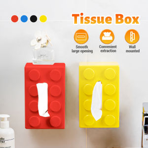 กล่องกระดาษทิชชู่รูปทรงบล็อคตัวต่อ ที่ใส่กระดาษแบบถอดได้สร้างสรรค์ ABS การเจาะ-ฟรีติดผนังกล่องผ้าขนหนูเช็ดหน้าออแกไนเซอร์