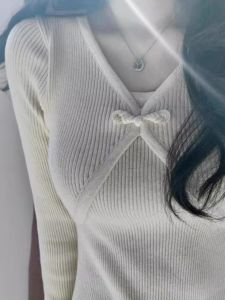 White Knitted Dress Womens New Chinese Style Reformed Button Young Waist Inward Slimming Cheongsam Dress Elegant Simple High Waist Knit Dress