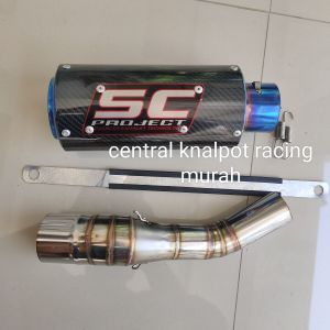 [ TERMURAH ] KNALPOT RACING SC PROJECT KARBON UJUNG BLUE PLUS SLIP ON CBR150R FACELIFT NEW CB150R