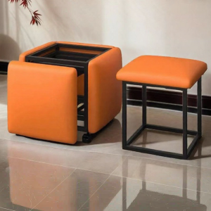 Multifunctional Cube Stool for Living Room Ottoman Storage Shoe Changing Home Use