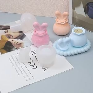 แม่พิมพ์ซิลิโคน โถ กล่อง ใส่ของ หู กระต่าย แม่พิมพ์กระต่าย (04DY136)