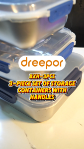 Dreepor 3pcs Stainless Steel Food Preservation Box Leak-proof Sealing Box with Lid Refrigerator Food Fresh Box Heat-resistant Bento Lunch Box Kitchen Food Storage Box 1800ML/PCS