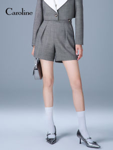 Caroline Korean Style High Waist A-Line Mini Skirt Suit Autumn 2025 New Arrival Lightweight Woolen Office Casual Pants