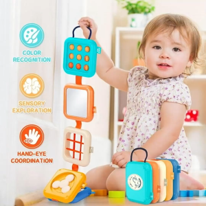 Foldable Busy Cube – Educational Toy for Toddlers 18m+ | Sensory Learning Travel Toy | Fine Motor & Color Recognition | Baby Toy for Car Stroller Dining Chair