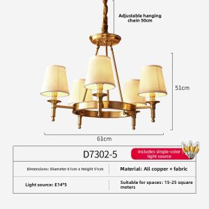 MINGRU | American Countryside Style French Retro Luxury All Copper Chandelier