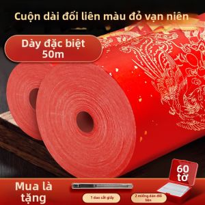 Giấy Đôi Thư Pháp Màu Đỏ Cuộn Trắng Viết Tay Phủ Sáp Vàng Cao Cấp Dài Bền