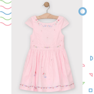 Đầm hồng cho bé gái 2-4 tuổi SERGENT MAJOR cotton thêu hoa ngắn tay váy đầm bé gái xuất Pháp dáng tiểu thư